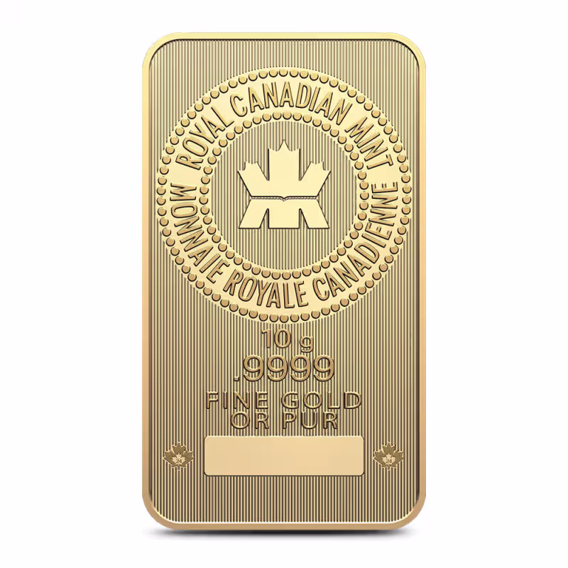 10 Gram (RCM) Royal Canadian Mint Gold Bar (New w/ Assay)