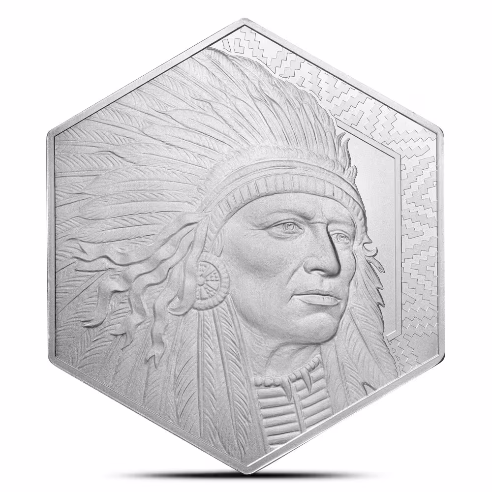 10 oz Bullion Works Buffalo Warrior Silver Hexagon Bar (New)