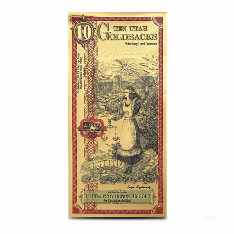 10 Utah Goldback Gold Note