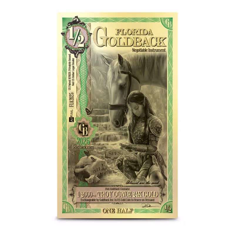 1/2 Florida Goldback Gold Note (New)