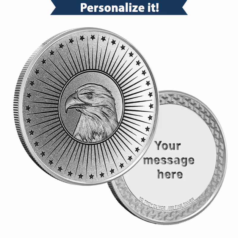 1/2 oz Engravable Eagle Golf Ball Marker Silver Round
