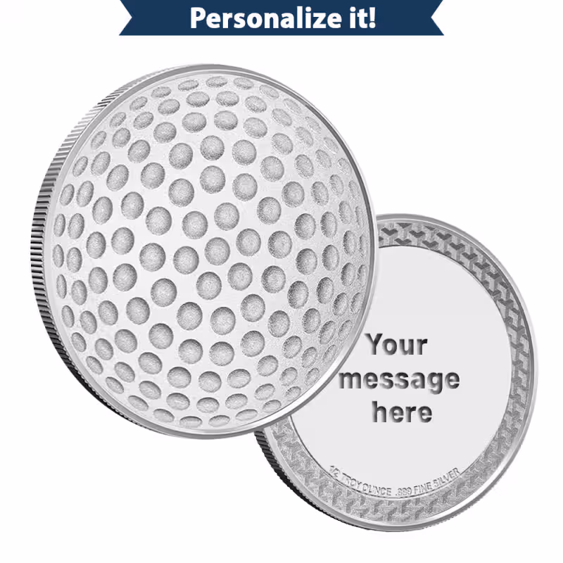 1/2 oz Silver Engravable Golf Ball Marker Round