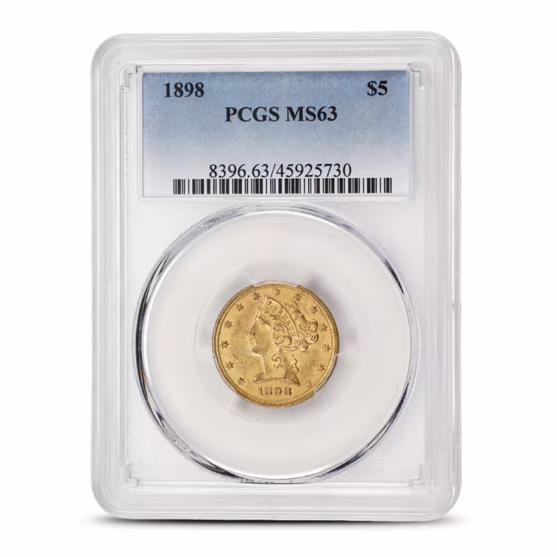 1898 Pre-33 $5 Liberty Gold Half Eagle Coin MS63 (PCGS or NGC)