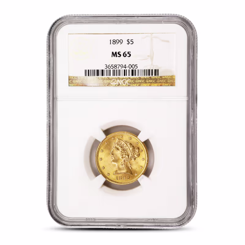 1899 Pre-33 $5 Liberty Gold Half Eagle Coin MS65 (PCGS or NGC)