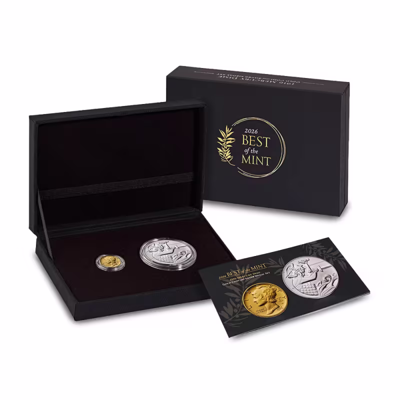 1916 Mercury Dime Gold Coin and Silver Medal Set