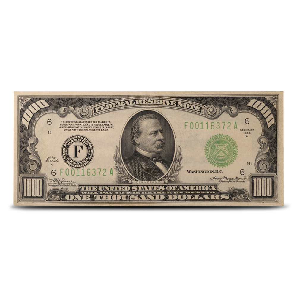 1934-A $1,000 Federal Reserve Note Extremely Fine 45
