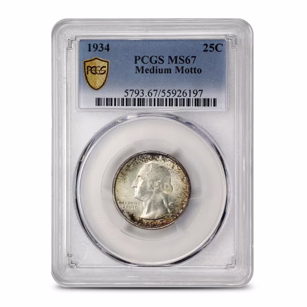 1934 Washington Quarter PCGS MS67 Medium Motto