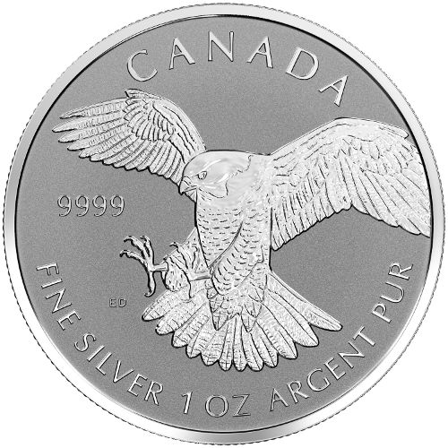 2016 Canadian 1 oz Falcon Silver Reverse Proof Coins