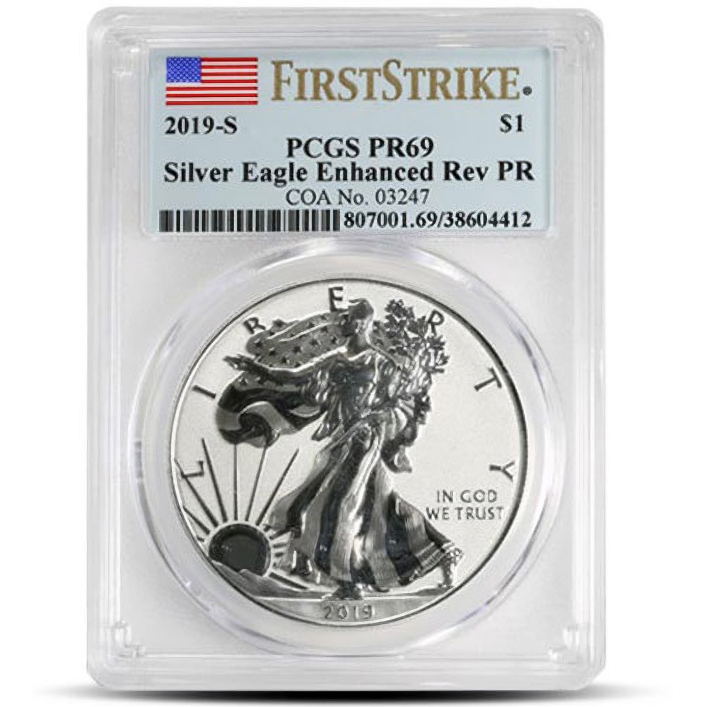 2019-S 1 oz American Silver Eagle Enhanced Reverse Proof Coin PCGS PR69 (Varied Label)