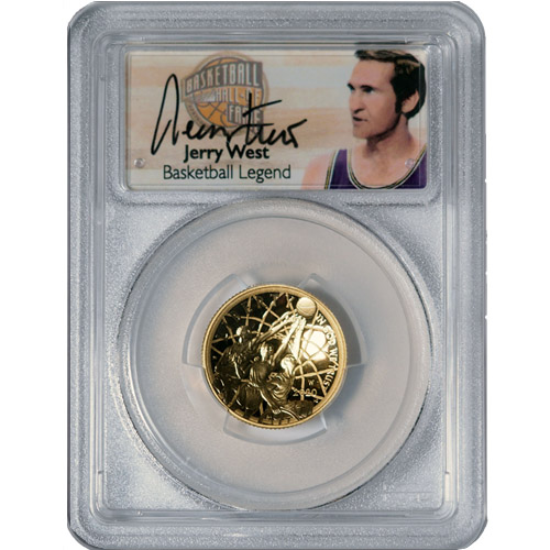 2020-W $5 Basketball HOF Gold Coin PCGS PR70 DCAM FDOI (Jerry West Label)