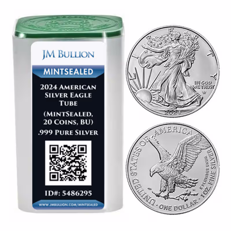 2024 American Silver Eagle Tube (MintSealed, 20 Coins, BU)