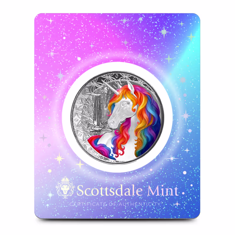 2025 1 oz Colorized Fiji Silver Blossom Unicorn Coin (Certi-Lock)