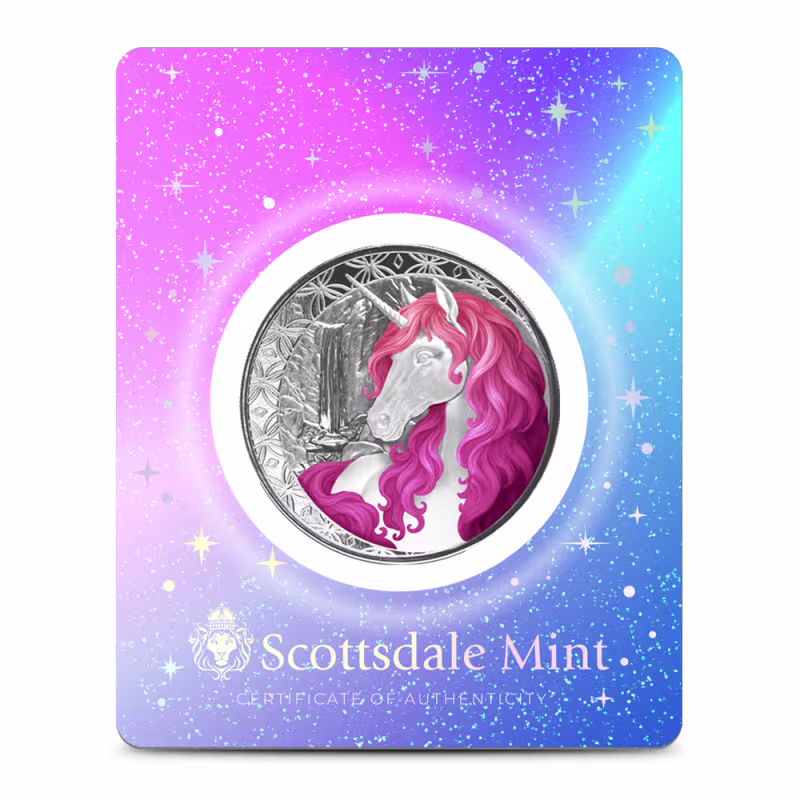 2025 1 oz Colorized Fiji Silver Roselle Unicorn Coin (Certi-Lock)