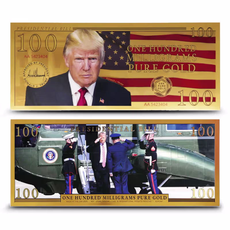 2025 100 Milligram Aurum Presidential Bill Gold Note (New)