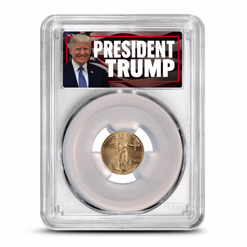 2025 1/10 oz American Gold Eagle Coin PCGS MS70 (Trump Bullion Metals Label)
