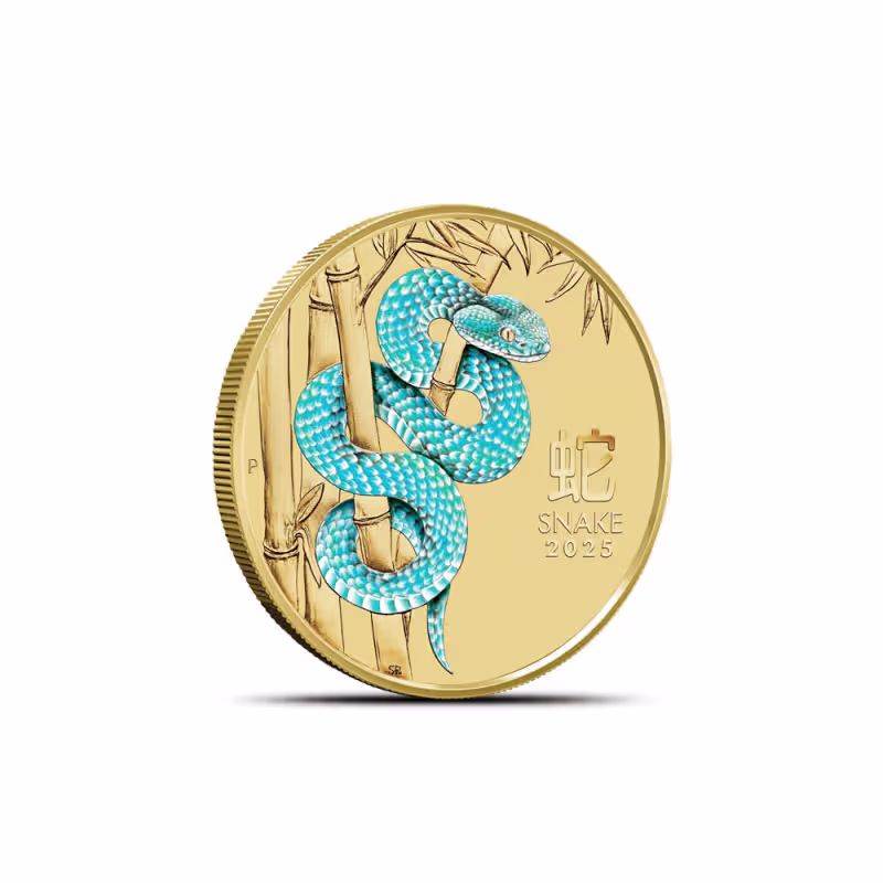2025 1/10 oz Colorized Australian Gold Lunar Snake Coin