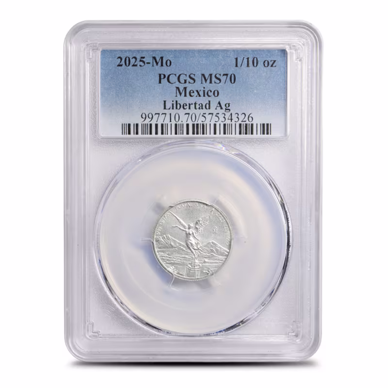2025 1/10 oz Mexican Silver Libertad Coin PCGS MS70