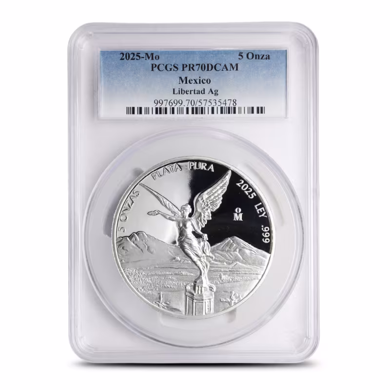 2025 5 oz Proof Mexican Silver Libertad Coin PCGS PR70 DCAM