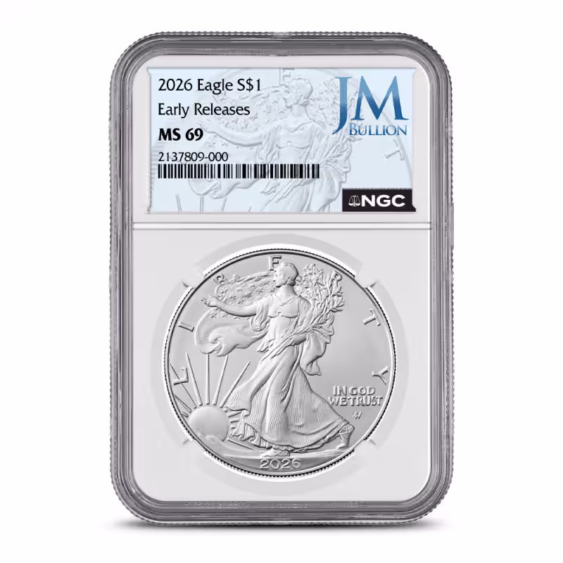 2026 1 oz American Silver Eagle Coin NGC MS69 ER (Bullion Metals Label)