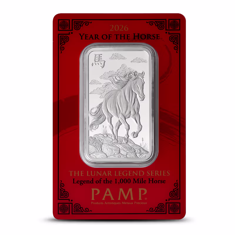 2026 1 oz PAMP Suisse Lunar Legend Mile Horse Silver Bar