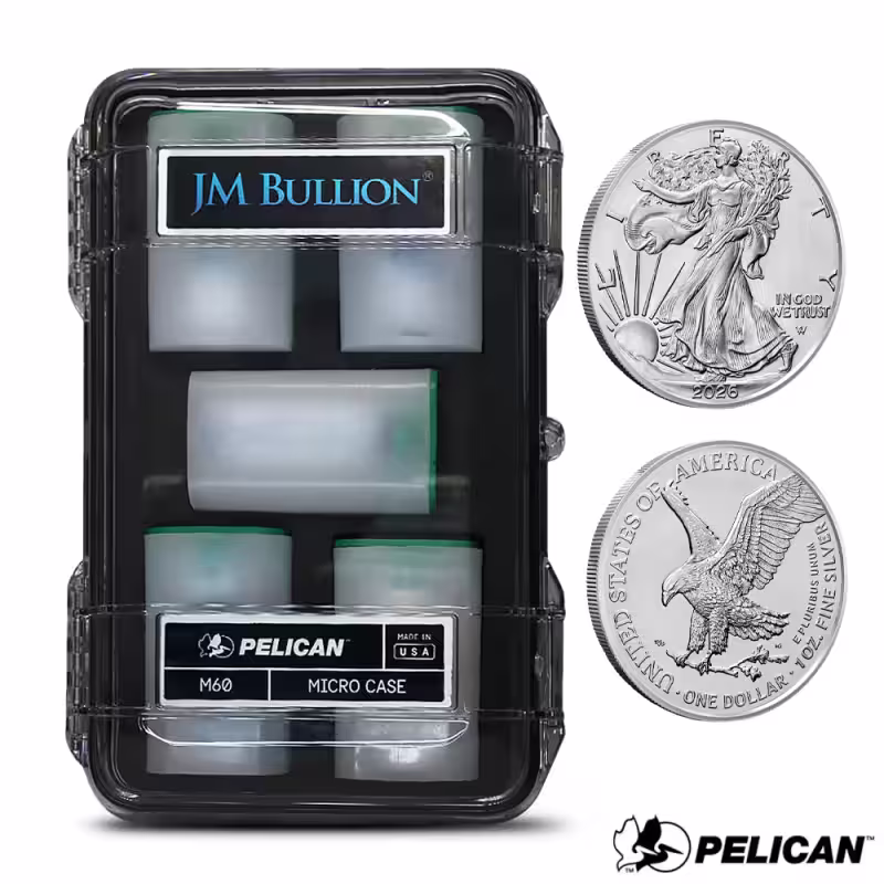 2026 1 oz Silver Eagle Mini Monster Box (100 Coins, Bullion Metals Pelican Case, BU)