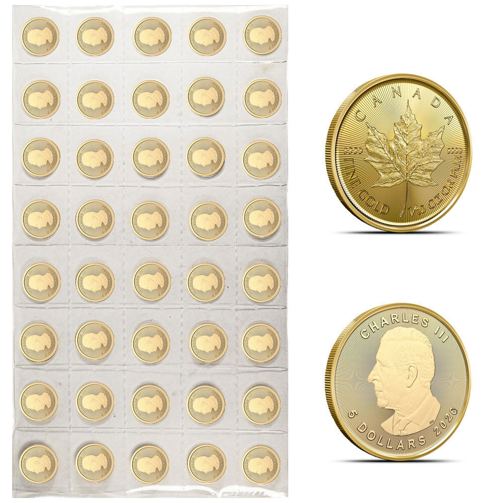 2026 1/10 oz Canadian Gold Maple Leaf Sheet