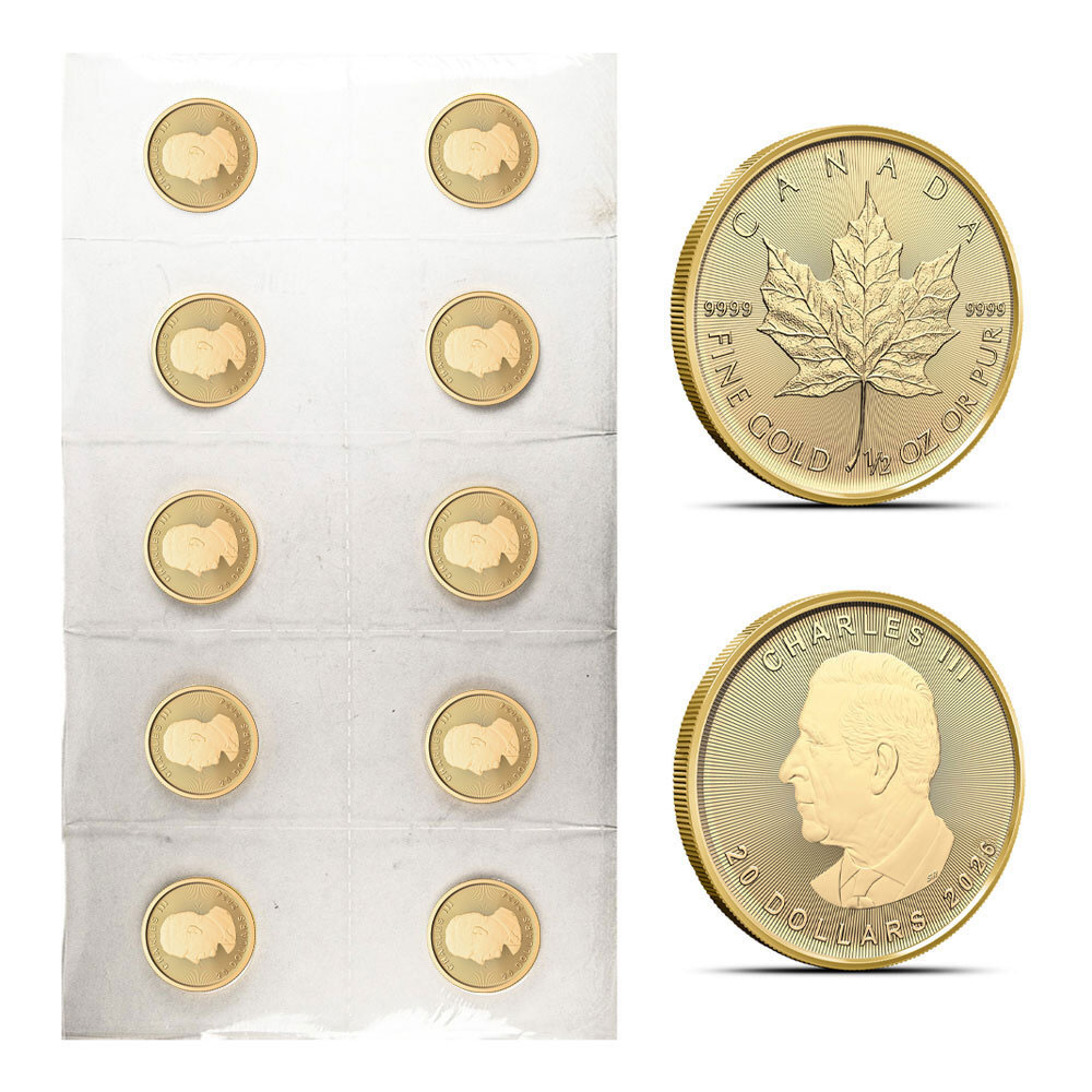 2026 1/2 oz Canadian Gold Maple Leaf Sheet