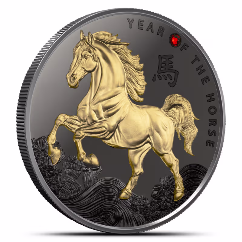 2026 14.14 Gram Cameroon Ruthenium Black Proof Silver Year of the Horse Coin