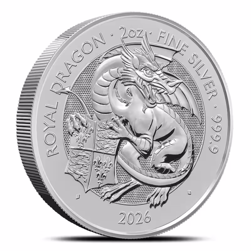 2026 2 oz British Silver Tudor Beasts Royal Dragon Coin (BU)