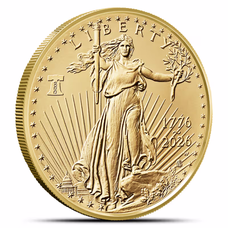 2026-W 1 oz Burnished American Gold Eagle Coin (Dual Date, Enhanced)
