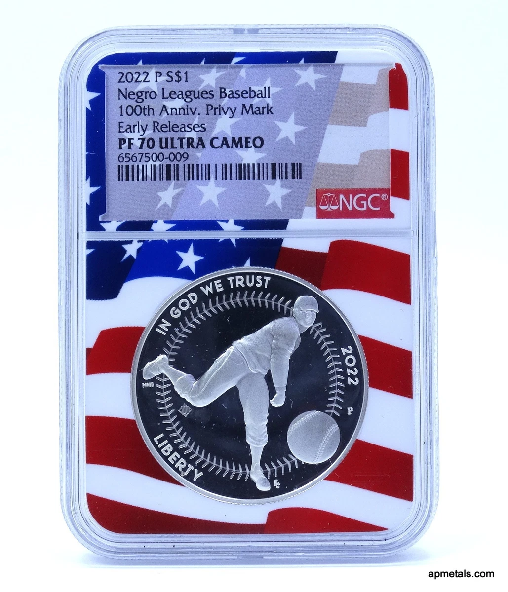 2022 Proof 100th Anniversary Privy Negro Leagues Baseball Silver Dollar Coin NGC PF70 UCAM ER