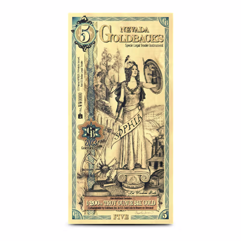 5 Nevada Goldback Gold Note