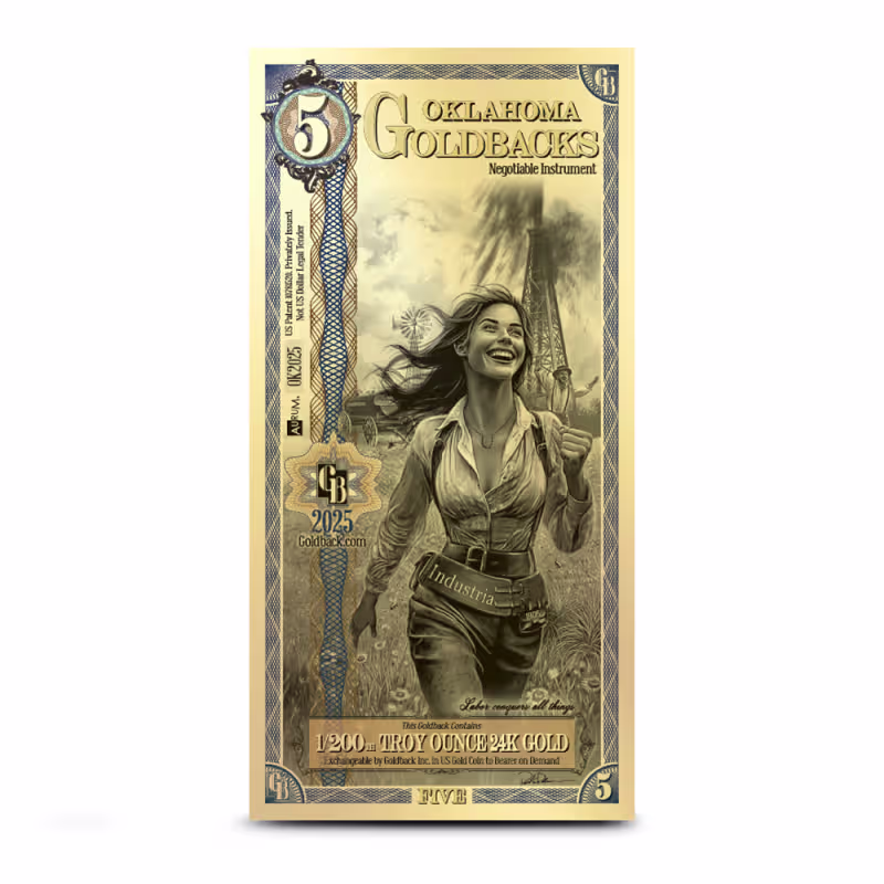 5 Oklahoma Goldback Gold Note (New)