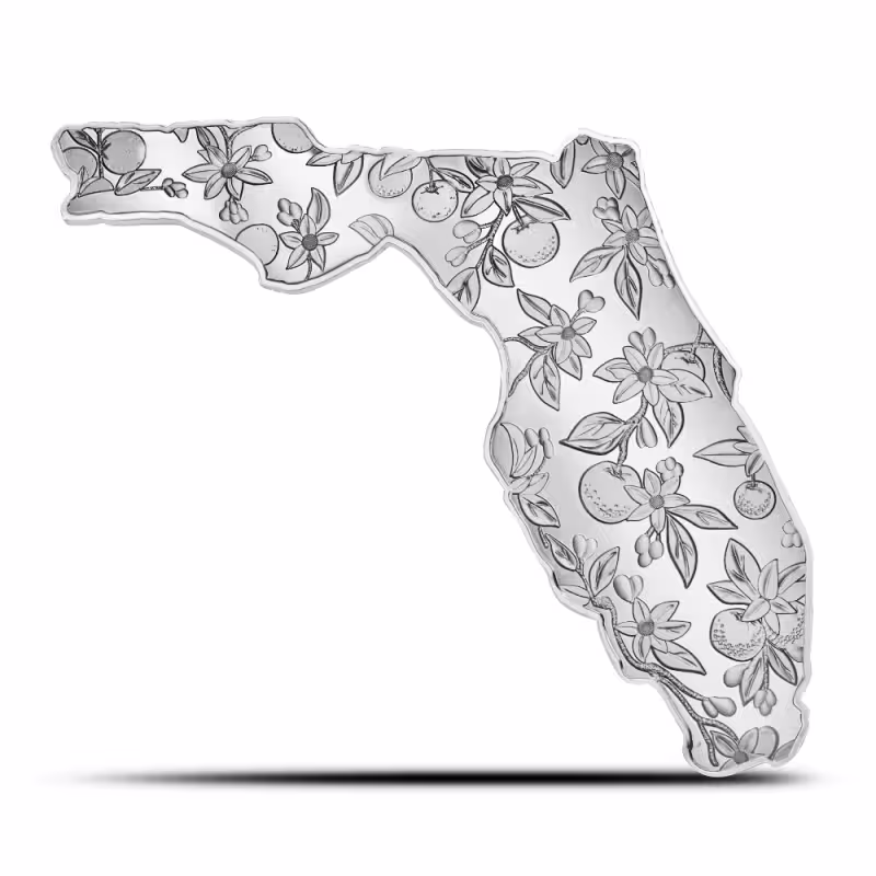 5 oz Florida Shaped Silver Bar (New)