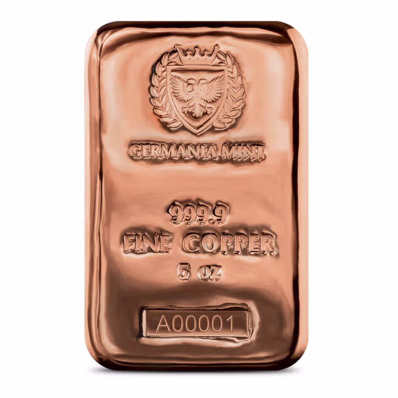 5 oz Germania Mint Cast Copper Bar (New)