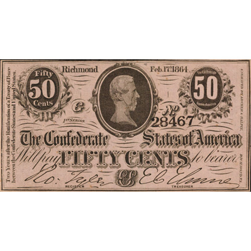 50 Cents Confederate Currency Note (1862-64Uncirculated)