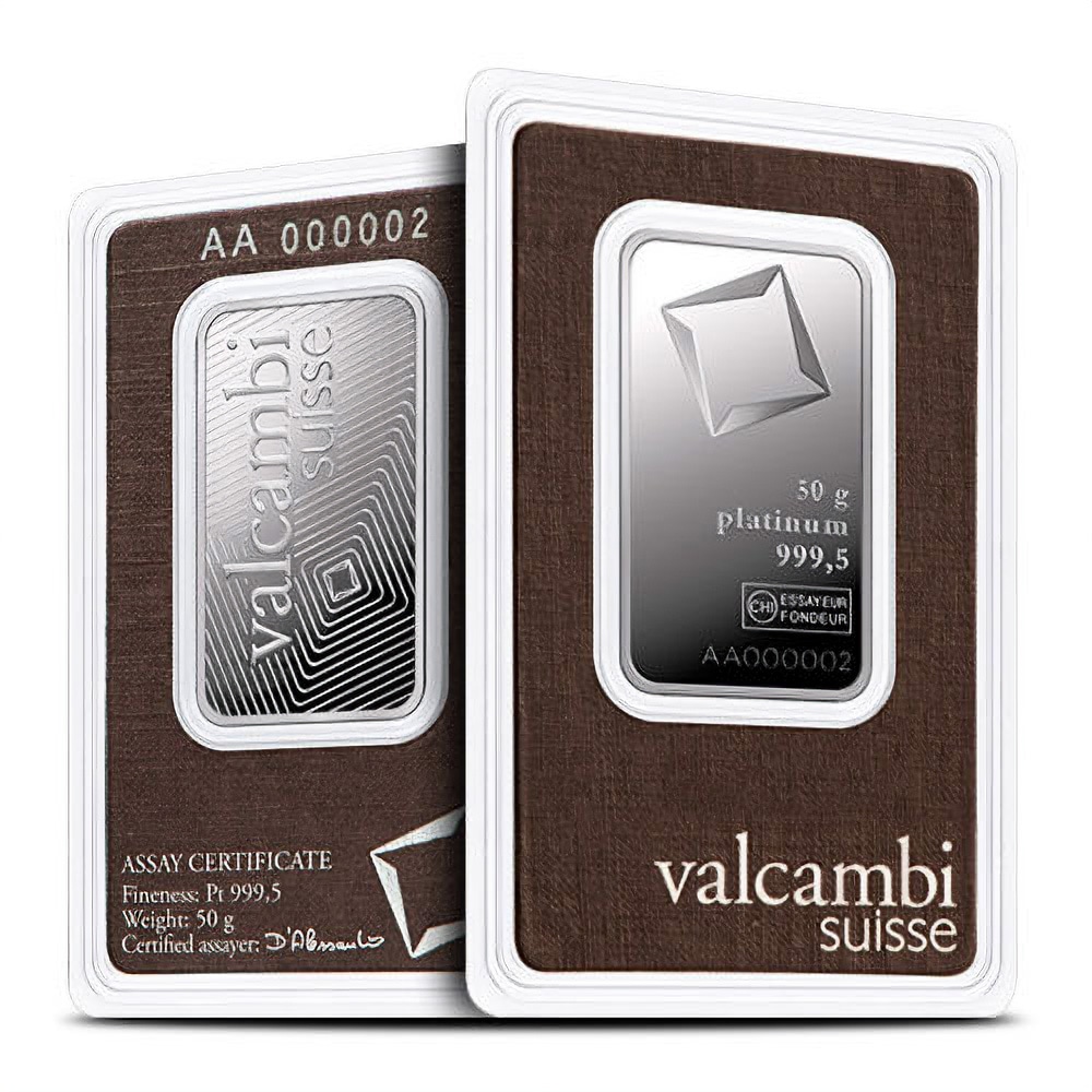 50 Gram Valcambi Platinum Bar (New w/ Assay)