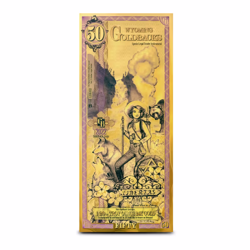 50 Wyoming Goldback Gold Note (New)