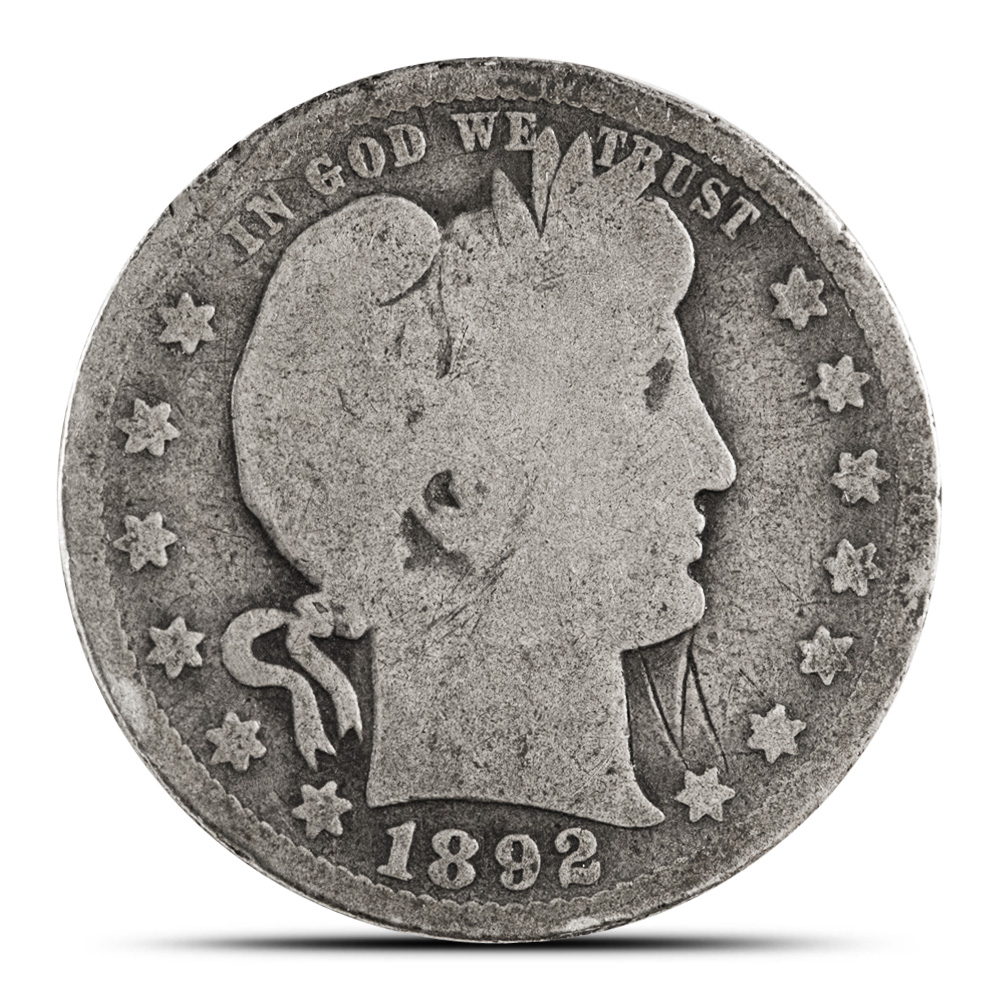 90% Silver Barber Quarters ($10 FV, Circulated)