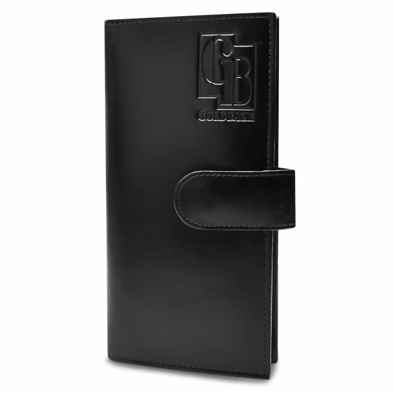 Black Leather Goldback Wallet