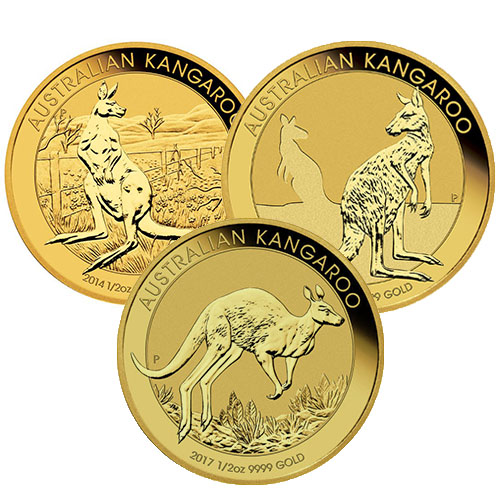 Buy 1/2 oz Australian Gold Kangaroo Coins (Random Year, BU)
