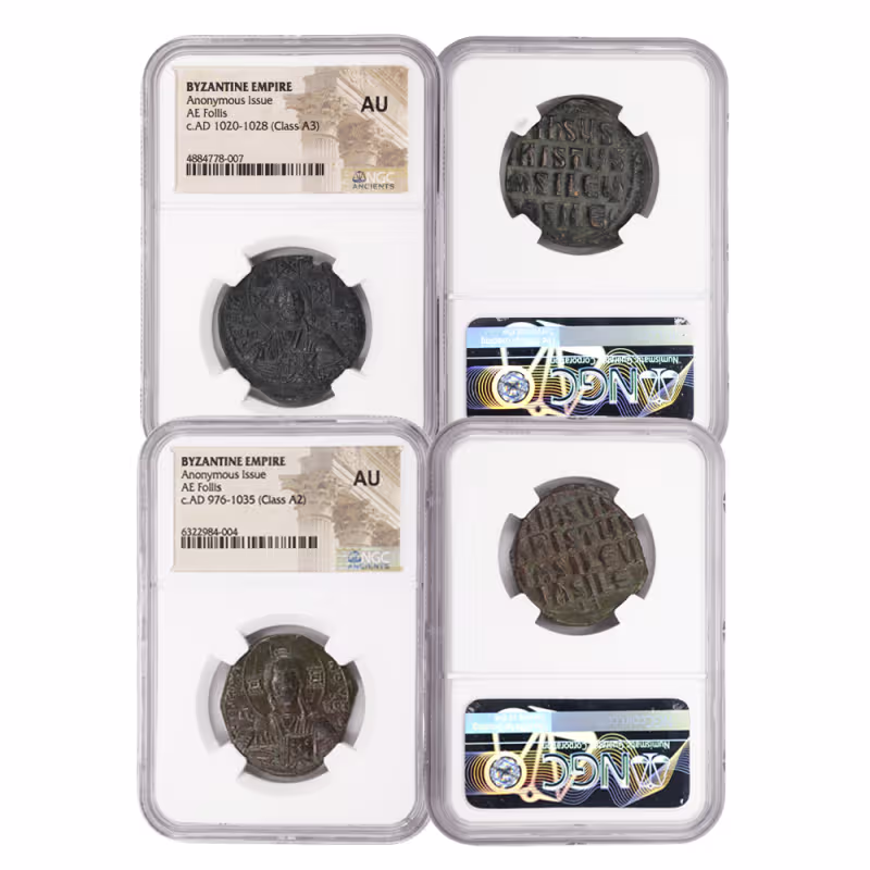 Byzantine Empire Anonymous Issue AE Follis NGC AU