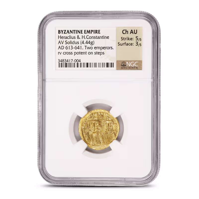 Byzantine Empire Heraclius+Her.Constantine AV Solidus NGC Ch AU
