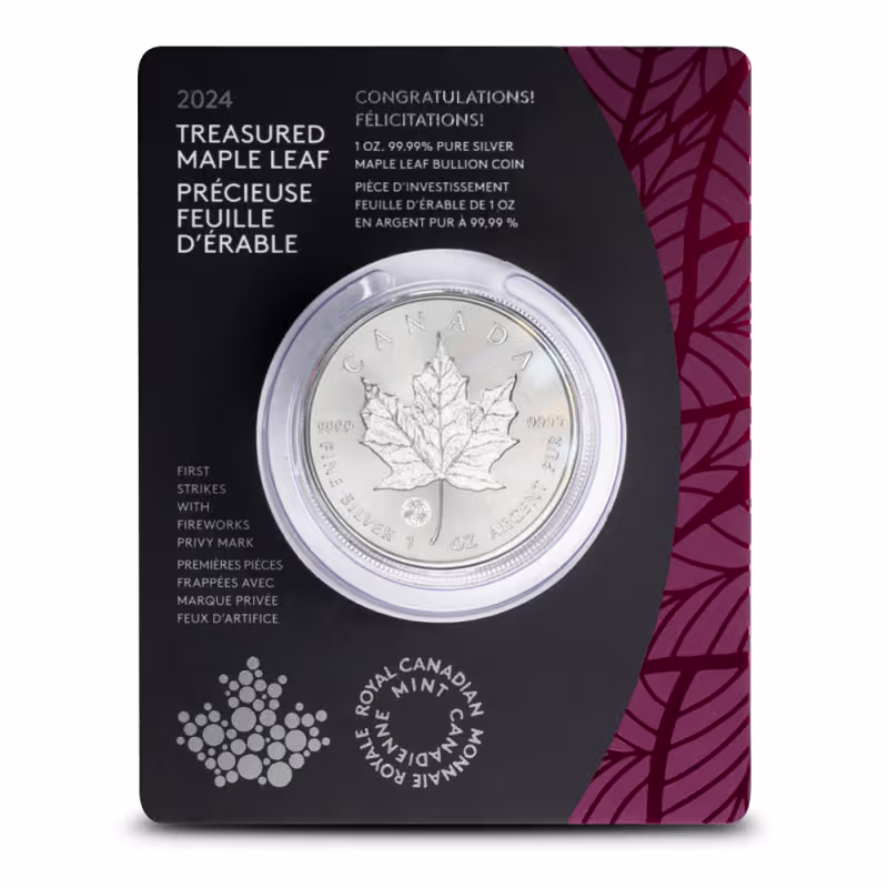 Canadian Silver Treasured Maple Leaf Congratulations Privy Coin
