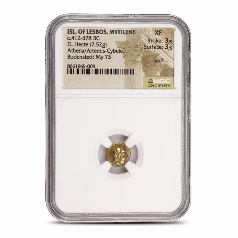 Isl. Of Lesbos, Mytilene c.412-378 BC EL Hecte NGC XF