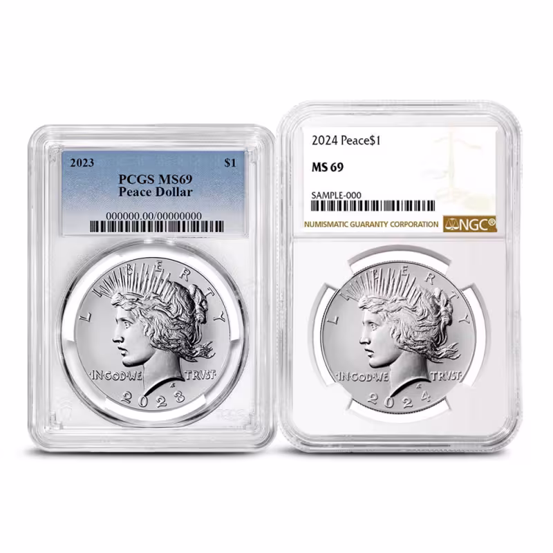 Peace Silver Dollar Coin MS69 (2023+, Varied Label, PCGS or NGC)