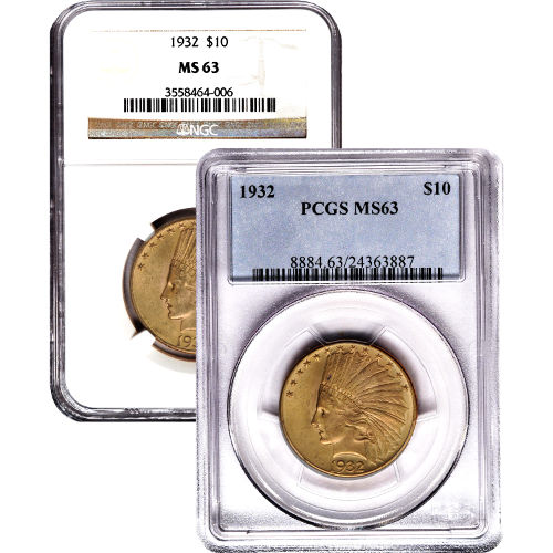 Pre-33 $10 Indian Gold Eagle Coin (MS63, PCGS or NGC)