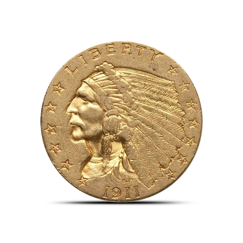 "Pre-33 $2.50 Indian Gold Quarter Eagle Coin (XF)