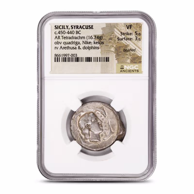 Sicily, Syracuse c.450-440 BC AR Tetradrachm NGC VF