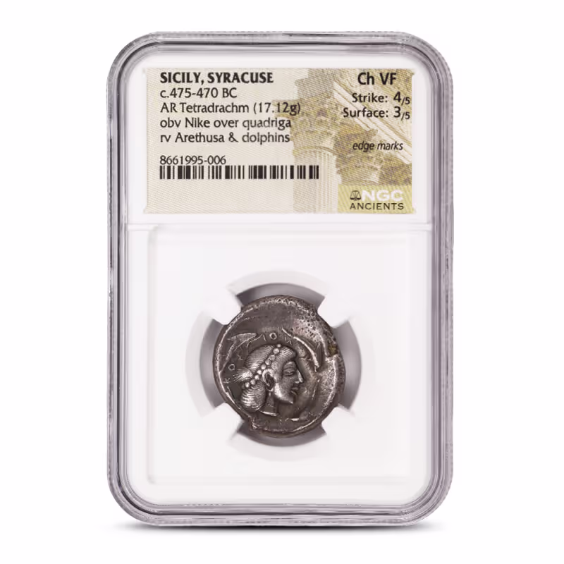 Sicily, Syracuse c.475-470 BC AR Tetradrachm NGC Ch VF
